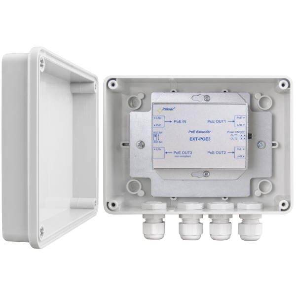 EXTENDER POE PULSAR EXT-POE3H W OBUDOWIE HERMETYCZNEJ DO 3 KAMER IP