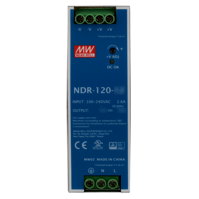 ZASILACZ IMPULSOWY NA SZYNĘ DIN MEAN WELL NDR-120-48 48V/120W/2.5A