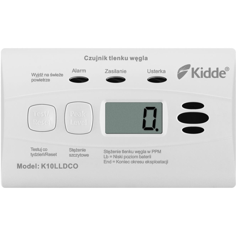 Czujnik czadu z wyświetlaczem Kidde K10LLDCO