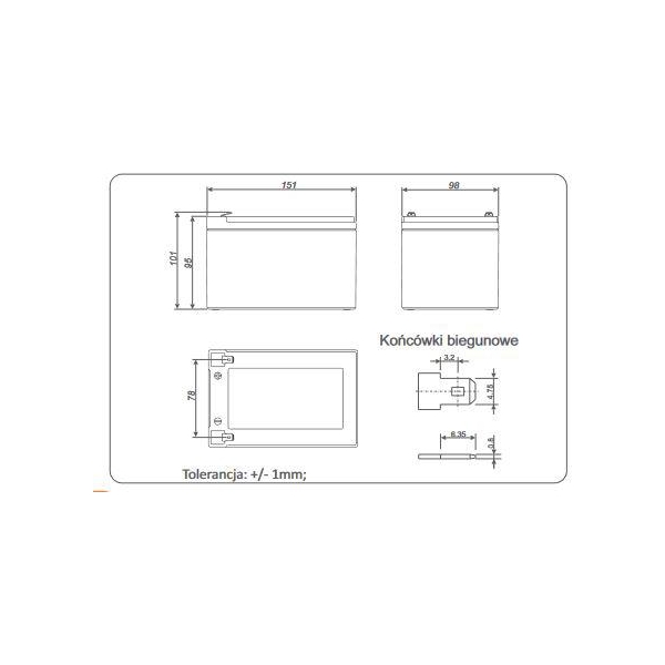Akumulator AGM ALARMTEC serii BP 12V 12Ah
