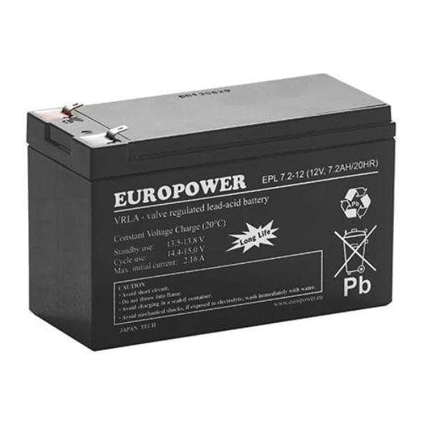 Akumulator AGM EUROPOWER serii EPL 12V 7,2Ah T1 (Żywotność 15 lat)