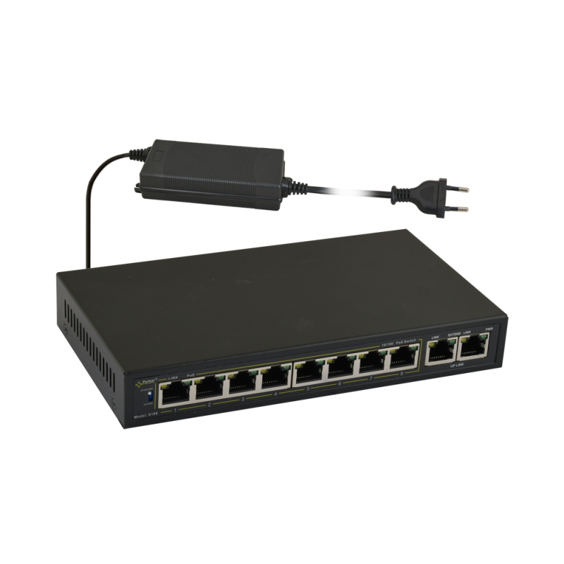 S108-90W - Switch PoE 10-portowy S108-90W do 8 kamer IP