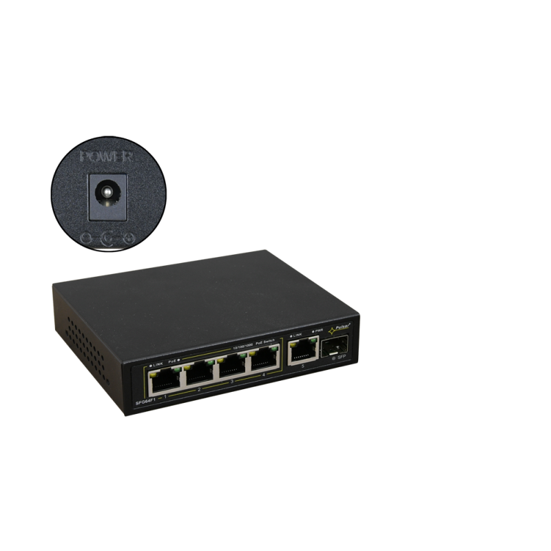 SFG64F1WP - Switch PoE 6-portowy SFG64F1WP bez zasilacza do 4 kamer IP