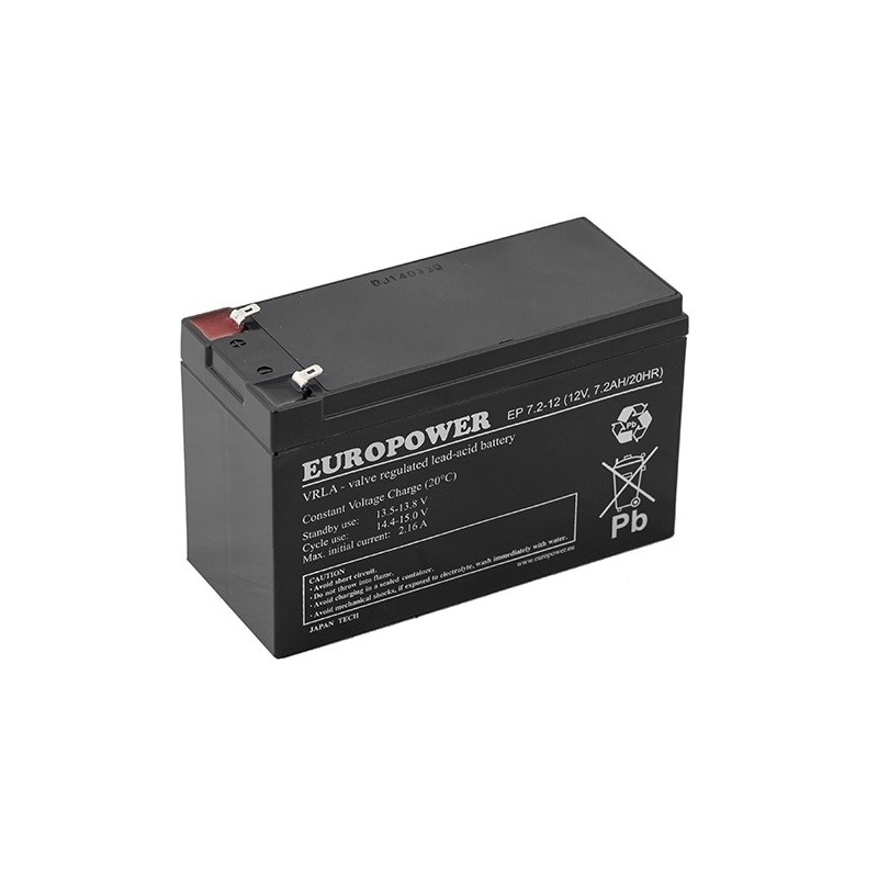 Akumulator AGM EUROPOWER serii EP 12V 7,2Ah (Żywotność 6-9 lat)