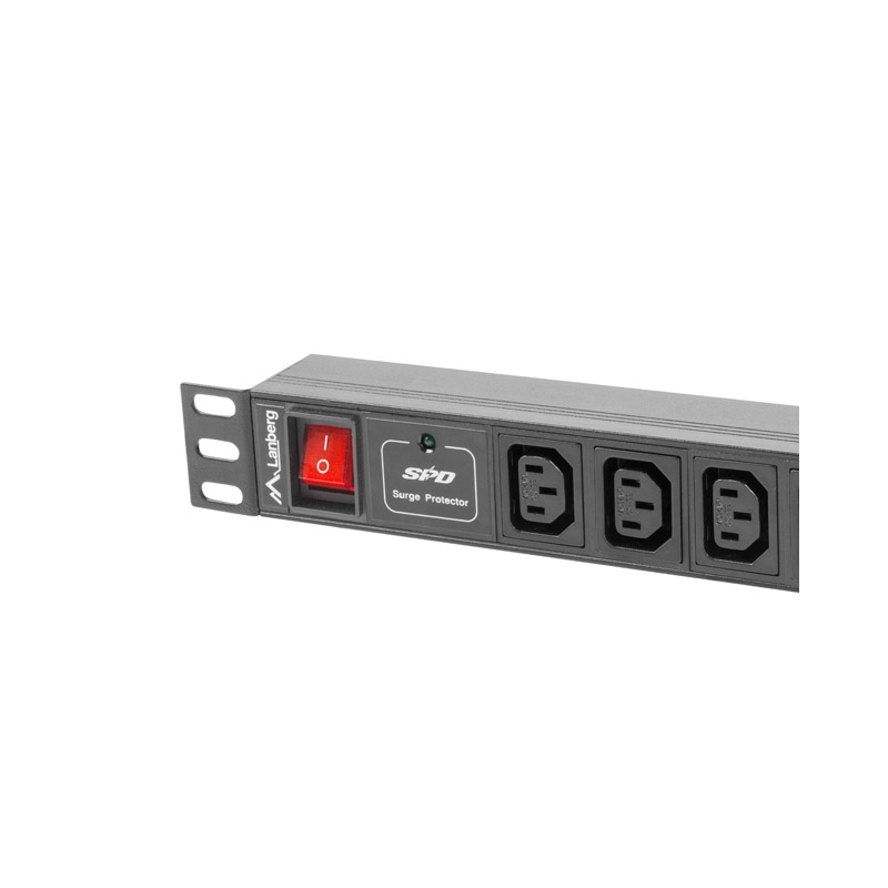 LISTWA ZASILAJĄCA RACK PDU 1U 10A 10X IEC C13 2M CZARNA C14 Lanberg