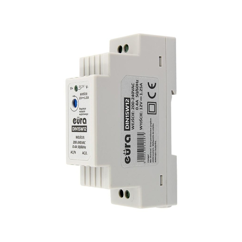 ZASILACZ DIN ''EURA'' DIN15W12 12V 1,25 A DC