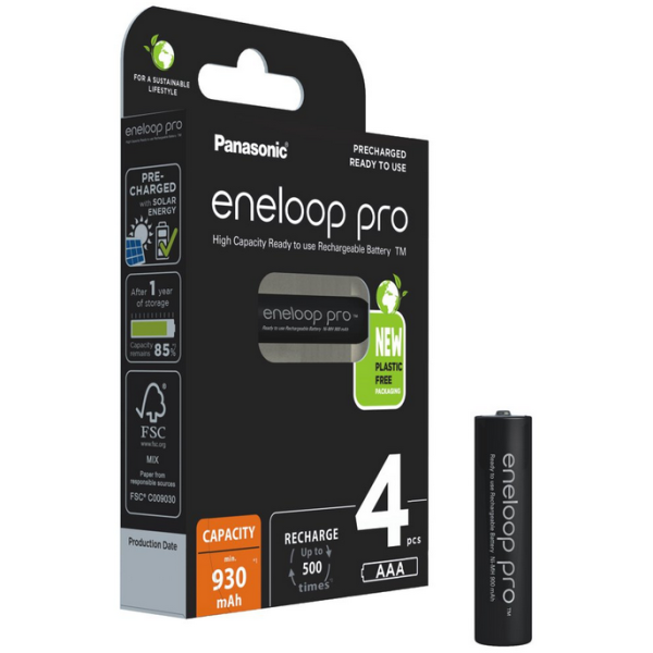 Akumulatorki R03 / AAA Panasonic Eneloop PRO 930mAh Ni-MH BK-4HCDE/4BE (blister 4 szt.)