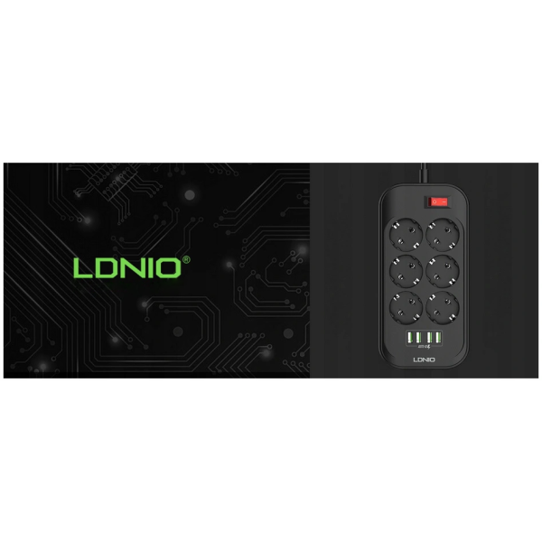 Listwa zasilająca 6 Gniazd + 4x USB Przedłużacz