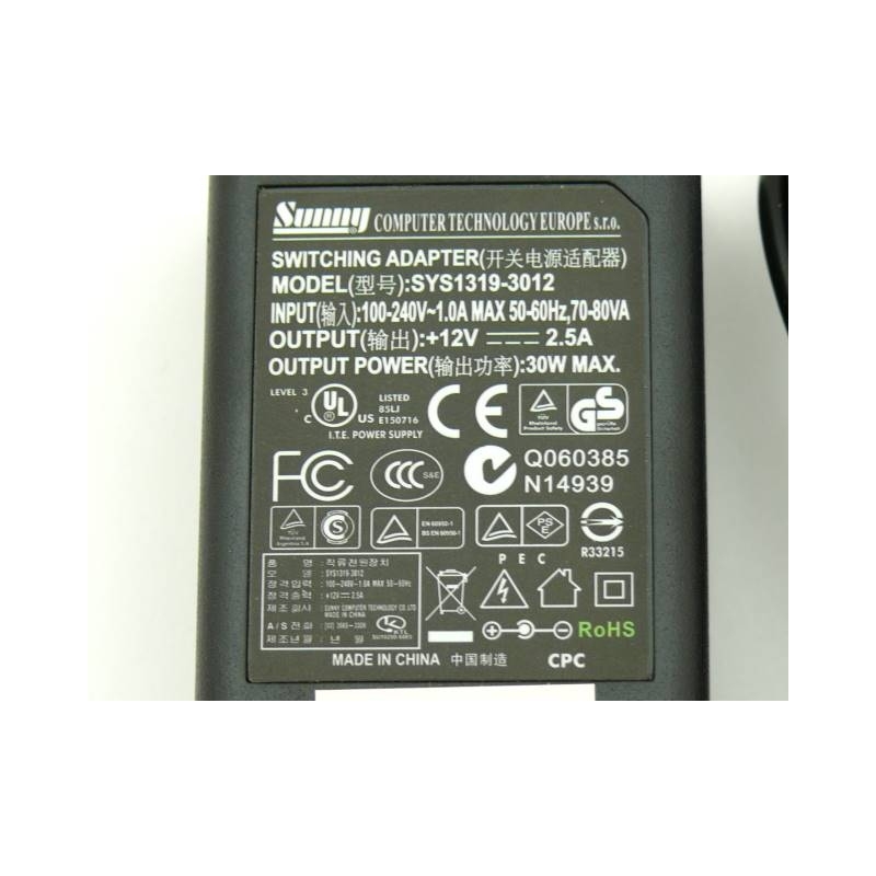 ZASILACZ SUNNY 12V 2,5A 3 LATA GW.