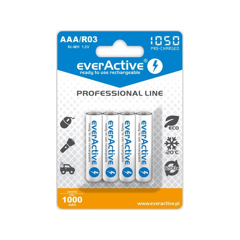 Akumulatorki AAA / R03 Ni-MH everActive 1050mAh (box 4 szt.)