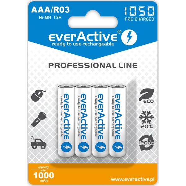 Akumulatorki AAA / R03 Ni-MH everActive 1050mAh (box 4 szt.)