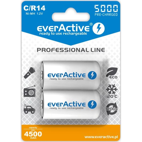 Akumulatorki C / R14 everActive Ni-MH Ni-MH 5000 mAh Professional line (box 2 szt.)