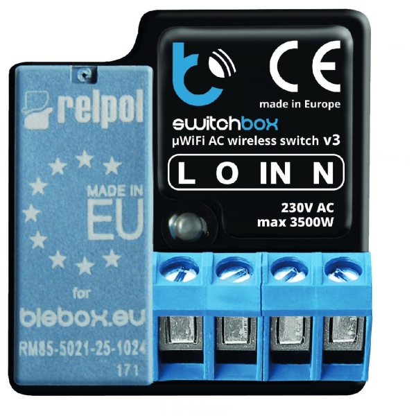 BLEBOX switchbox v3 - WYŁACZNIK 230V Z POMIAREM ZUZYCIA ENERGII