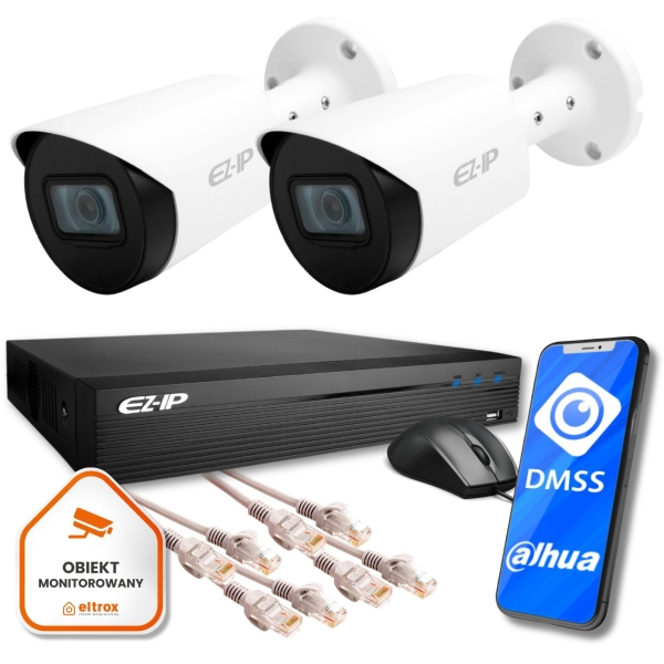 Zestaw monitoringu IP EZ-IP by Dahua 2 kamer tubowych 2K EZI-B140-F2 z usługą montażu