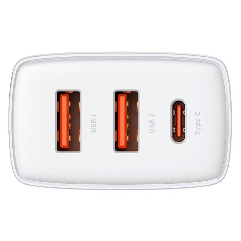 ŁADOWARKA SIECIOWA Baseus Compact Quick Charger CCXJ-E02 30W 2x USB-A 1x USB-C PD 3.0 QC 3.0 BIAŁA