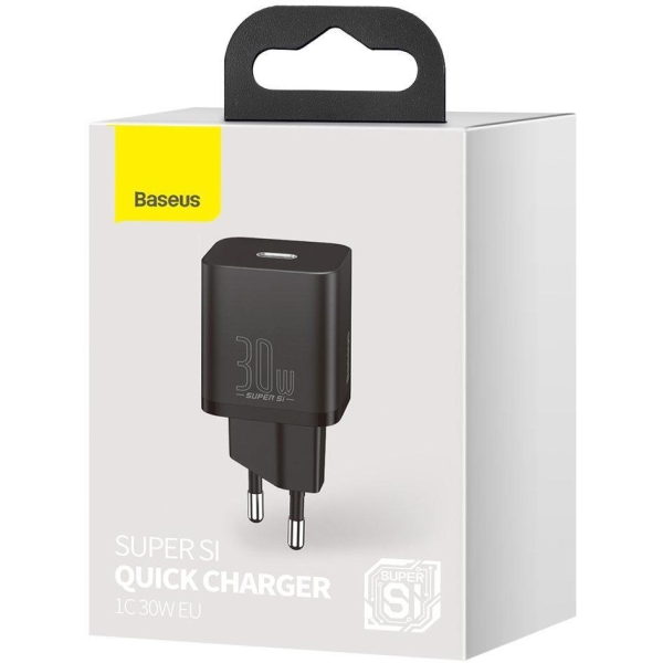 ŁADOWARKA SIECIOWA Baseus Super Si Quick Charger 1C CSUP-J01 30W 1x USB-C PD 3.0 QC 3.0 CZARNA