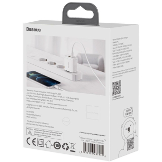 ŁADOWARKA SIECIOWA Baseus Compact Quick Charger CCXJ-B02 20W 1x USB-A 1x USB-C PD 3.0 QC 3.0 BIAŁA 2