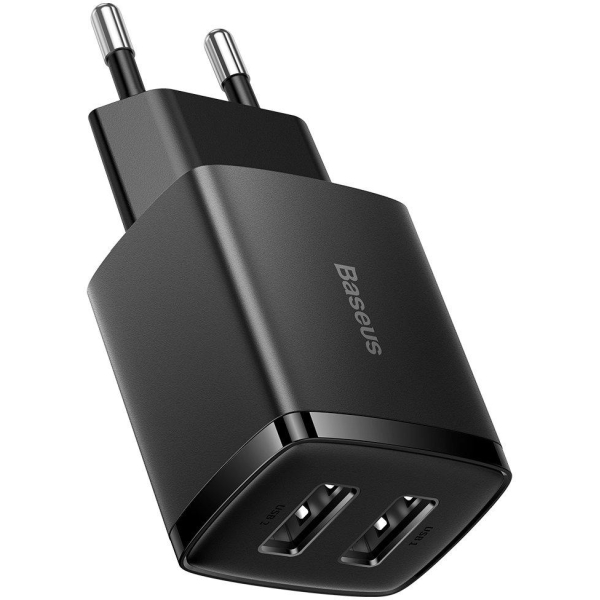 ŁADOWARKA SIECIOWA Baseus Compact Charger CCXJ010201 10.5W 2x USB-A CZARNA