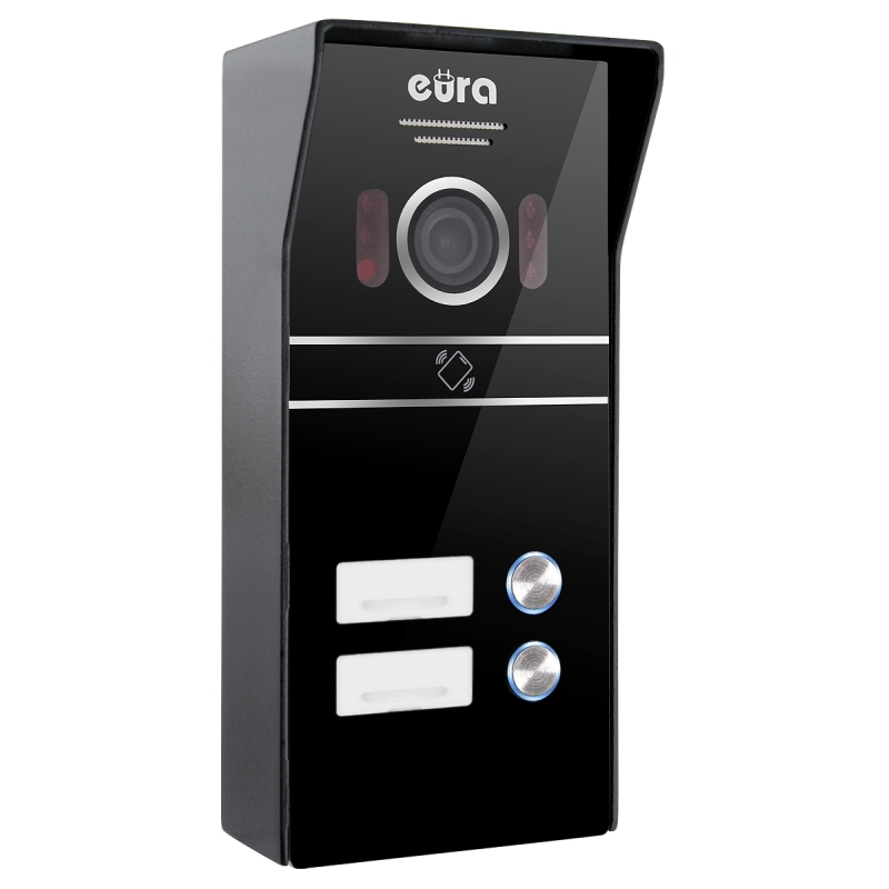 WIDEODOMOFON "EURA" VDP-80C5 - dwurodzinny, biały, 2x LCD 7", FHD,  obsługa 2 wejść, kamera 1080p., czytnik RFID, natynk