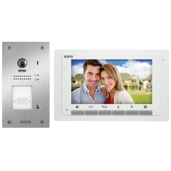WIDEODOMOFON "EURA" VDP-61A5/P WHITE "2EASY" - jednorodzinny, LCD 7", biały, RFID, podtynkowy