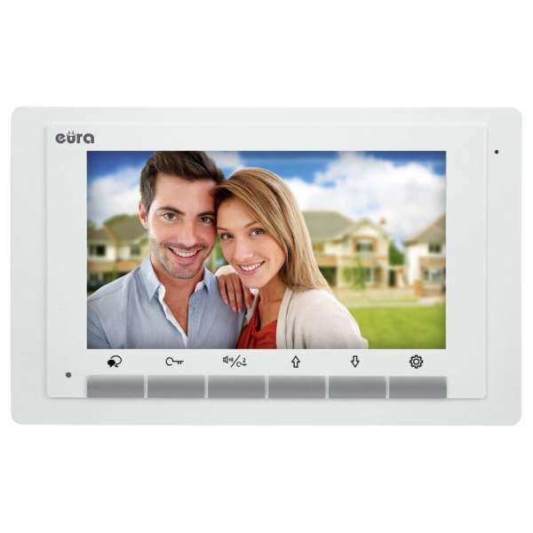 WIDEODOMOFON "EURA" VDP-70A5/N WHITE "2EASY" - dwurodzinny, 2x LCD 7", biały, czytnik zbliżeniowy Unique 125 kHz, natynkowy