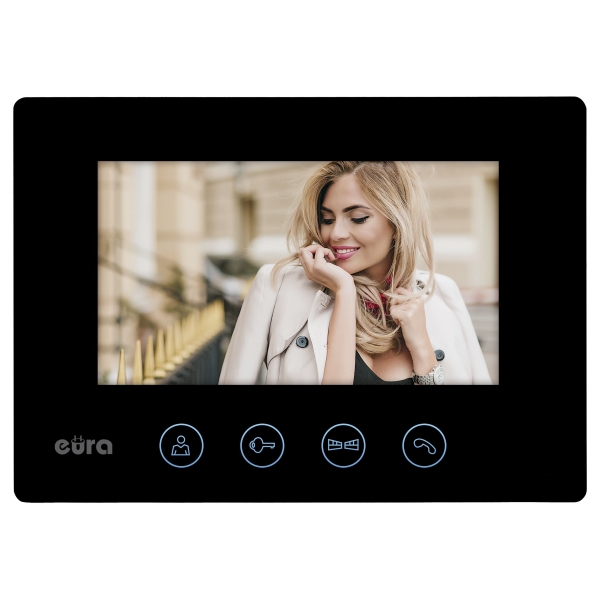 WIDEODOMOFON "EURA" VDP-40A3 "FENIKS+" - czarny, 7", WiFi, otwieranie 2 wejść, AHD, Tuya
