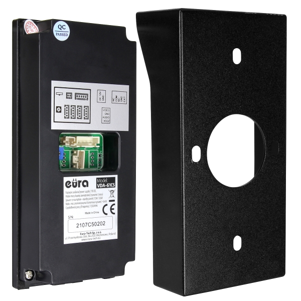 KASETA ZEWNĘTRZNA WIDEODOMOFONU "EURA" VDA-61C5 -jednorodzinna, czarna, kamera 1080p., czytnik RFID, natynk