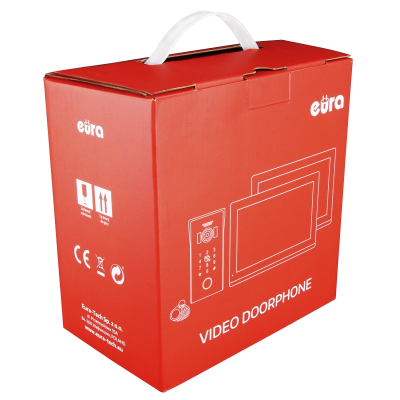 WIDEODOMOFON "EURA" VDP-80C5 - dwurodzinny, czarny, 2x LCD 7", FHD,  obsługa 2 wejść, kamera 1080p., czytnik RFID, natynk