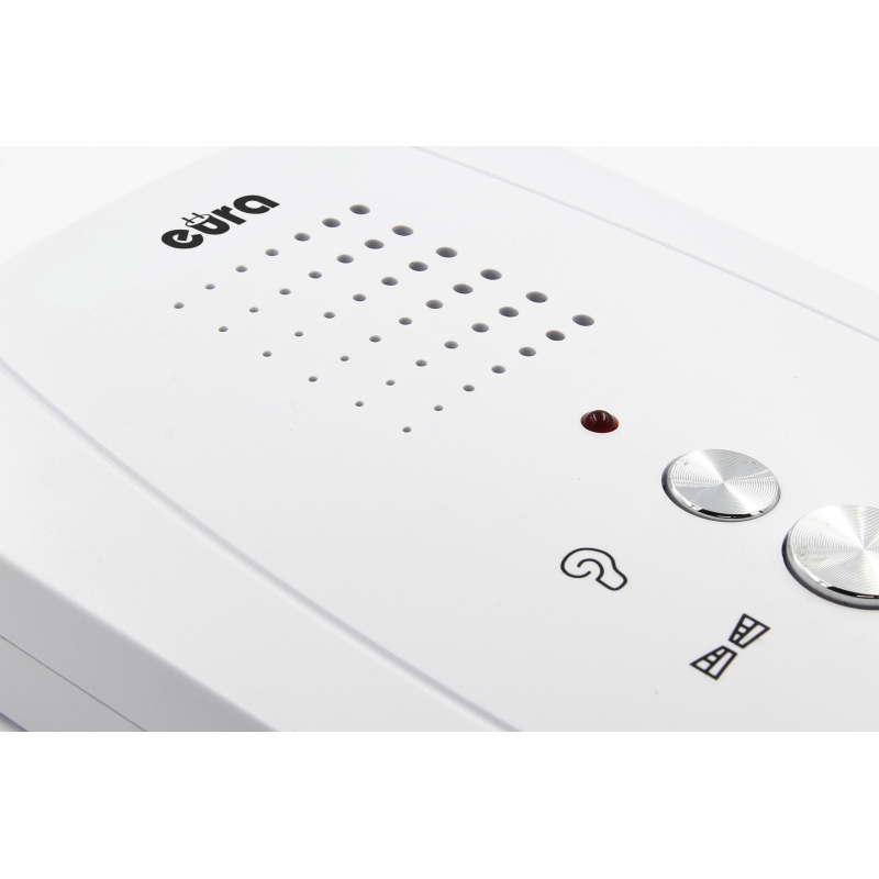 DOMOFON "EURA" ADP-64A3 - biały, czterorodzinny, głośnomówiący, obsługa 2 wejść, czytnik RFID