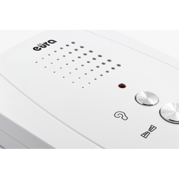 DOMOFON "EURA" ADP-63A3 - biały, trójrodzinny, głośnomówiący, obsługa 2 wejść, czytnik RFID