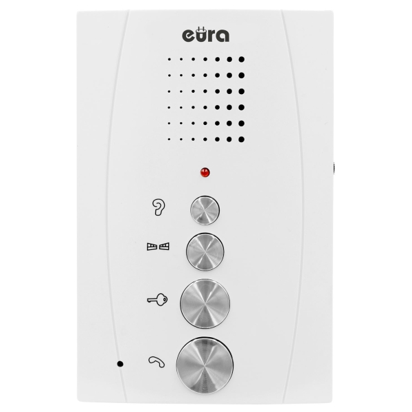 DOMOFON "EURA" ADP-62A3 - biały, dwurodzinny, głośnomówiący, obsługa 2 wejść, czytnik RFID