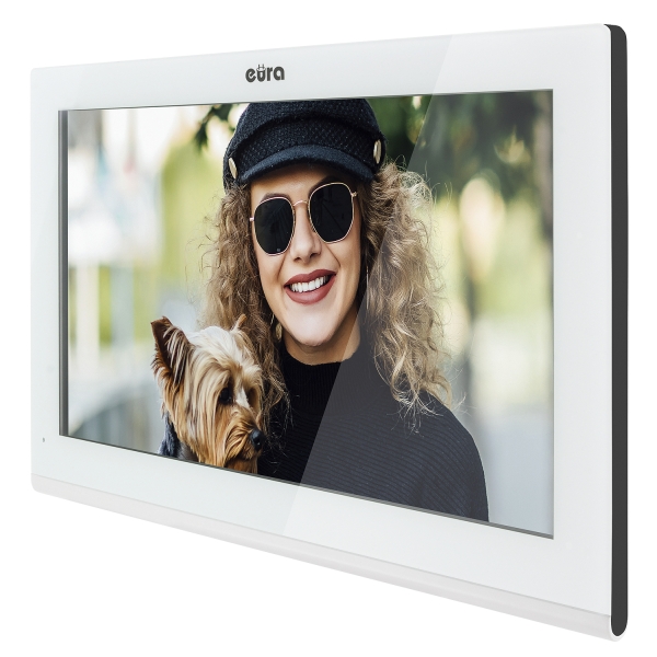 WIDEODOMOFON "EURA" VDP-98C5 - biały, dotykowy, LCD 10", AHD, WiFi,  pamięć obrazów, SD 128GB,  rozbudowa do 6 monitorów, 2 stac