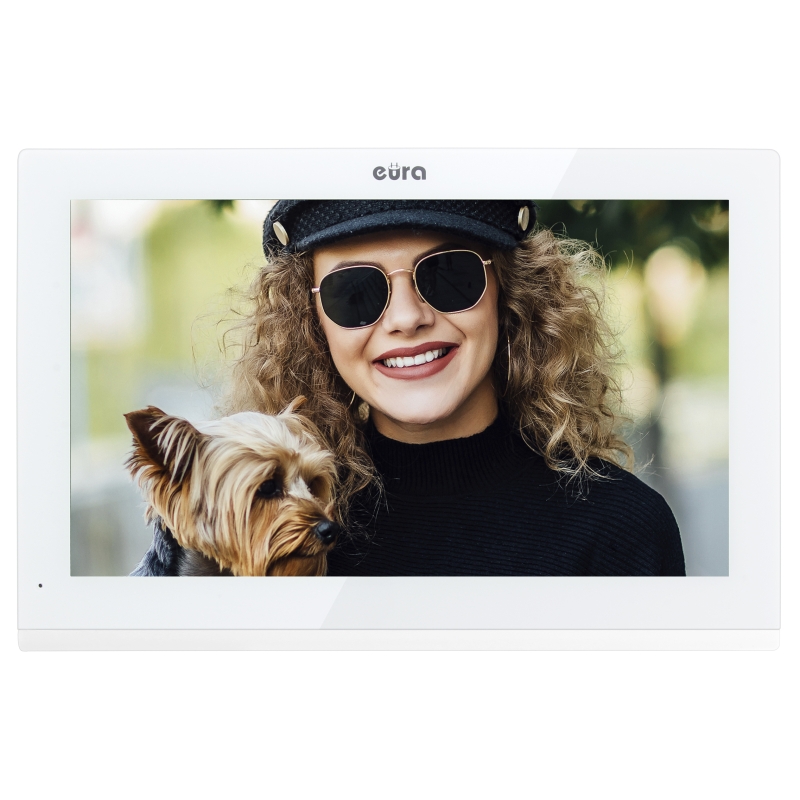 WIDEODOMOFON "EURA" VDP-98C5 - biały, dotykowy, LCD 10", AHD, WiFi,  pamięć obrazów, SD 128GB,  rozbudowa do 6 monitorów, 2 stac