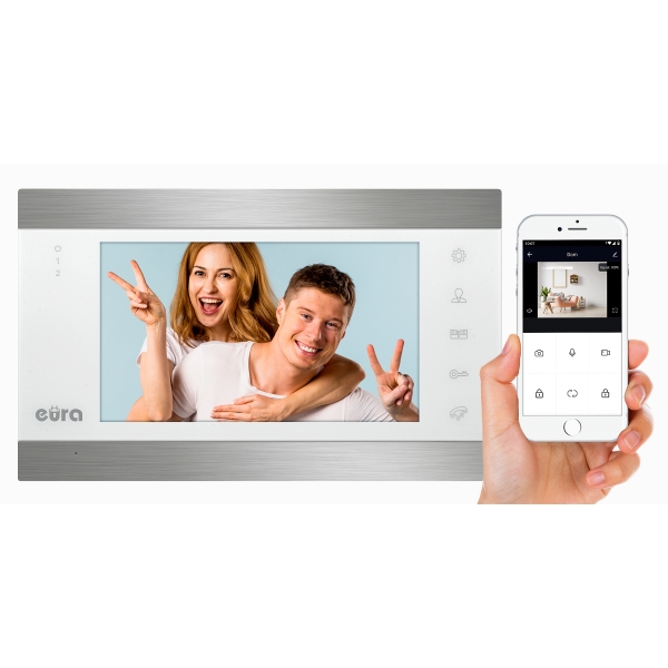 MONITOR "EURA" VDA-00C5 - biały, LCD 7", AHD, WiFi, pamięć obrazów