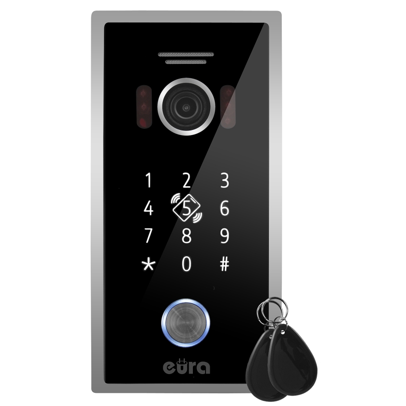 KASETA ZEWNĘTRZNA WIDEODOMOFONU "EURA" VDA-51C5/P - czarna, kamera 1080p., czytnik RFID, szyfrator, podtynk