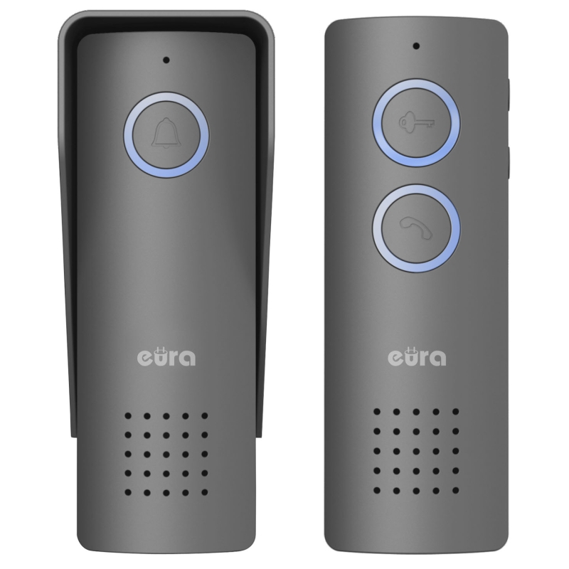 DOMOFON BEZPRZEWODOWY "EURA" ADP-80A3 - grafitowy, 426~440 MHz, zasięg do 100m, obsługa 1 wejścia