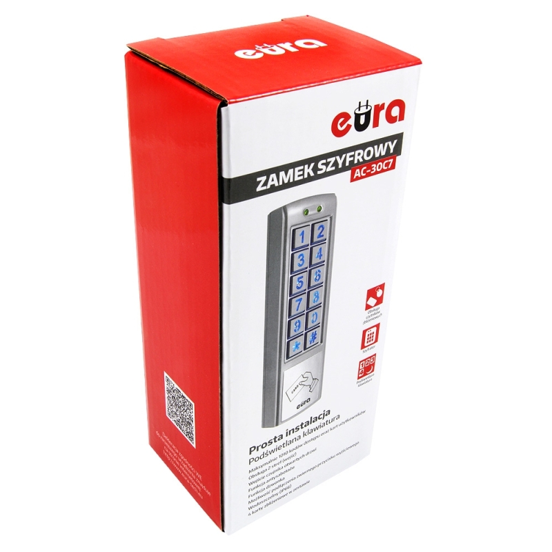 ZAMEK SZYFROWY "EURA" AC-30C7 - 2 wyjścia, brelok zbliżeniowy, natynk