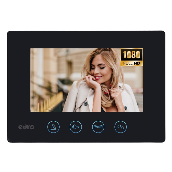 MONITOR "EURA" VDA-41A3 "CONNECT+" - czarny, 7", otwieranie 2 wejść, AHD, WIFI