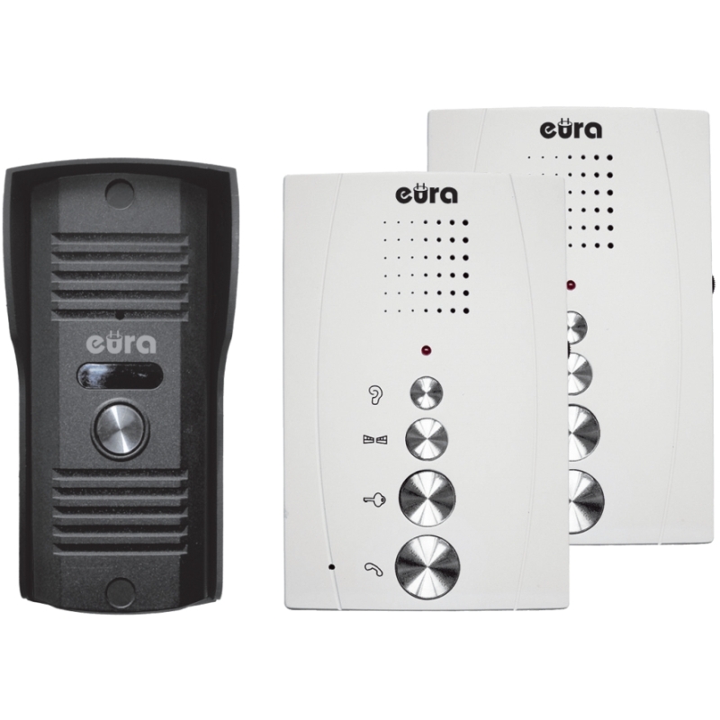 DOMOFON "EURA" ADP-51A3 "DIFESA" - 1-rodzinny, 2 unifony, interkom, biały