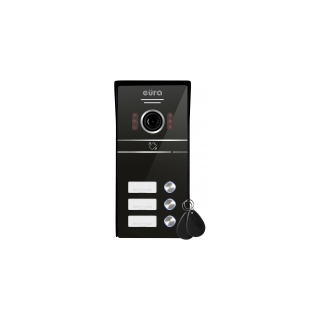 KASETA ZEWNĘTRZNA WIDEODOMOFONU "EURA" VDA-63C5 - trójrodzinna, czarna, kamera 1080p., czytnik RFID, natynk