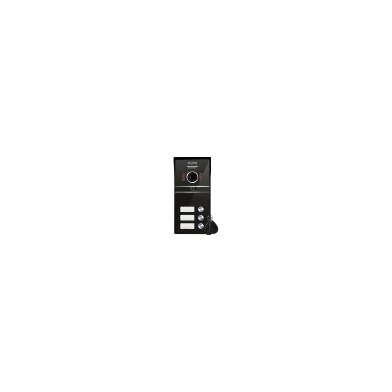KASETA ZEWNĘTRZNA WIDEODOMOFONU "EURA" VDA-63C5 - trójrodzinna, czarna, kamera 1080p., czytnik RFID, natynk