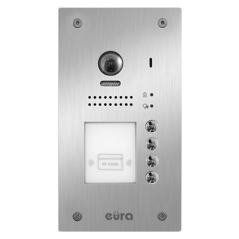 KASETA ZEWNĘTRZNA WIDEODOMOFONU "EURA" VDA-86A5 "2EASY" podtynkowa 4-lokatorska fisheye z funkcją karty zbliżeniowej