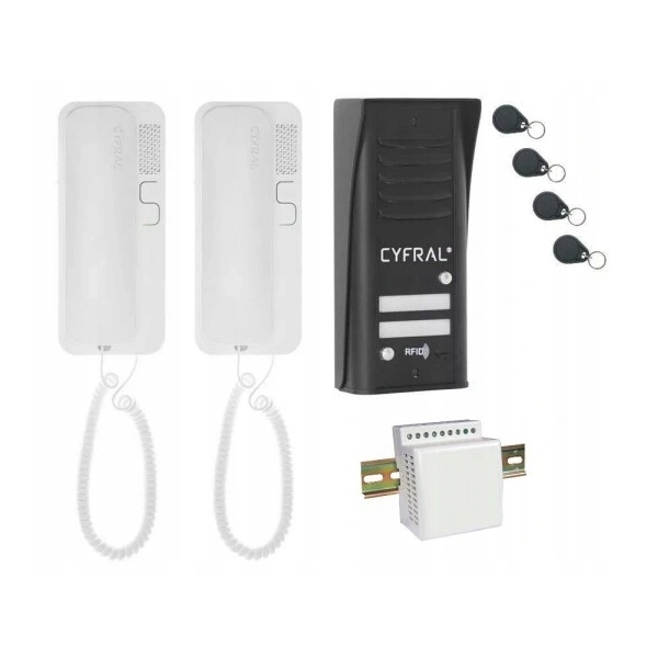 DOMOFON "CYFRAL" 'COSMO' zestaw 2-lokatorski czarny, czytnik RFID
