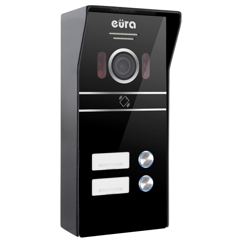 WIDEODOMOFON "EURA" VDP-82C5- dwurodzinny, czarny, 2x dotykowy LCD 7", FHD, WiFi, obsługa 2 wejść, kamera 1080p., czytnik RFiD, 