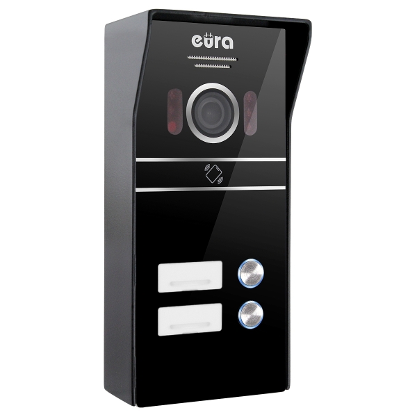 WIDEODOMOFON "EURA" VDP-82C5- dwurodzinny, czarny, 2x dotykowy LCD 7", FHD, WiFi, obsługa 2 wejść, kamera 1080p., czytnik RFiD, 