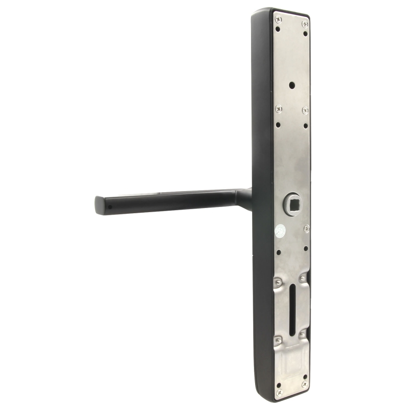 KLAMKA Z KONTROLEREM DOSTĘPU "EURA" ELH-20H4 - czarna, wąska szyfrator, czytnik Mifare 13,56 MHz, czytnik biometryczny, IP55, Ap