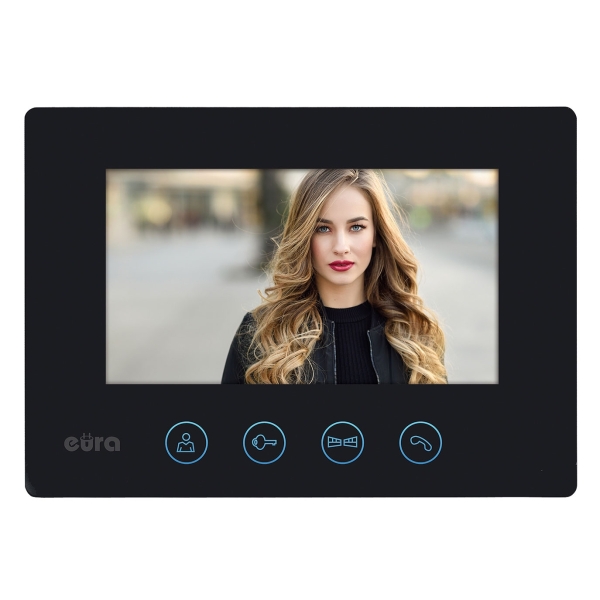 MONITOR "EURA" VDA-42A3 "CONNECT+" - czarny, 7", otwieranie 2 wejść, AHD