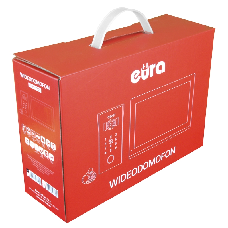 WIDEODOMOFON "EURA" VDP-97C5 - biały, dotykowy, LCD 7", AHD, WiFi,  pamięć obrazów, SD 128GB,  rozbudowa do 6 monitorów, 2 stacj