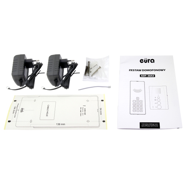 DOMOFON "EURA" ADP-38A3 "ENTRA" - grafitowy, jednorodzinny, głośnomówiący, kaseta z szyfratorem