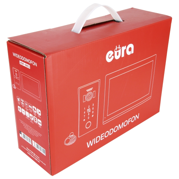 WIDEODOMOFON "EURA" VDP-98C5 - czarny, dotykowy, LCD 10", AHD, WiFi,  pamięć obrazów, SD 128GB,  rozbudowa do 6 monitorów, 2 sta
